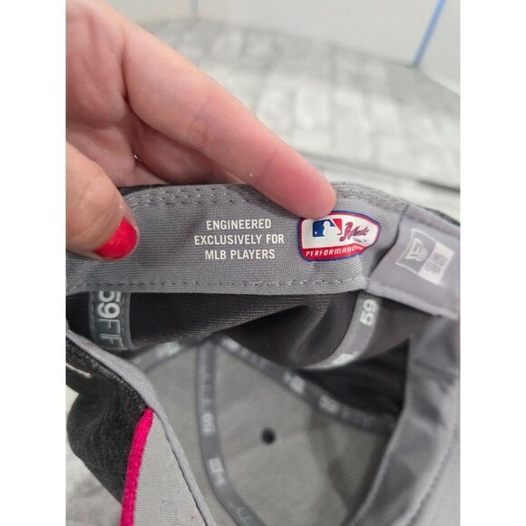 WASHINGTON NATIONALS Pink & Black New Era 7 5/8 Fitted Hat, Baseball Cap - Picture 8 of 10